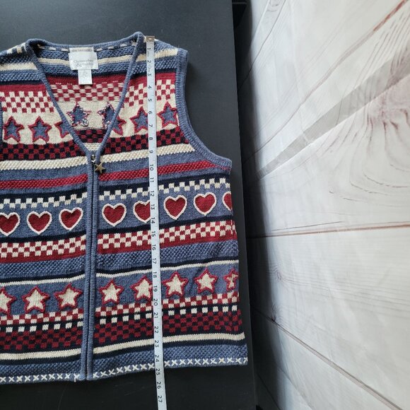 Vintage Christopher & Banks Hand Embroidered Front Zip Granny Knit Sweater Vest - Picture 6 of 6